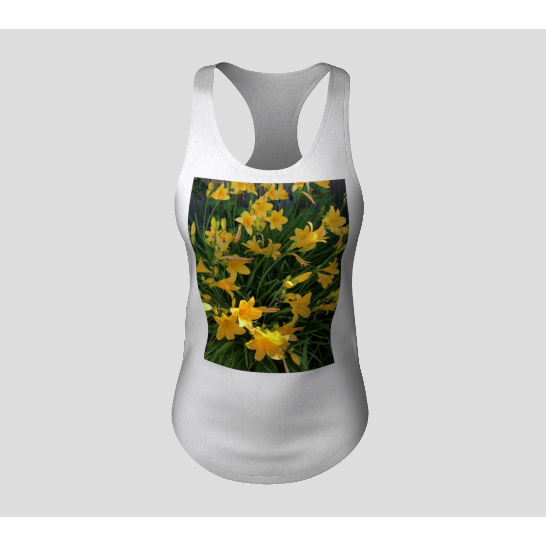 Racerback Tank Top for women: Yellow Lily Design, Front