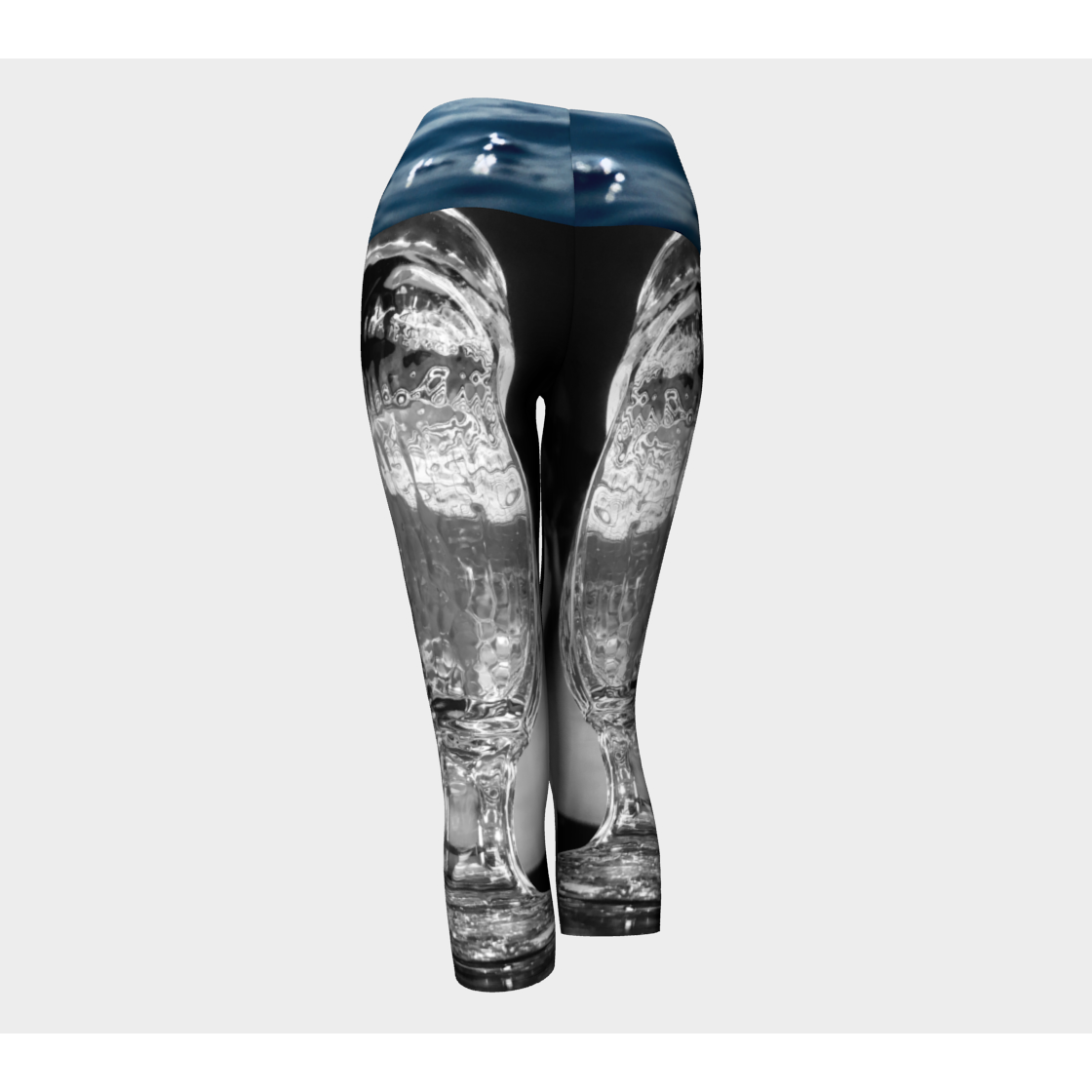 Yoga Capris for Women with: Water Glass Design, Back