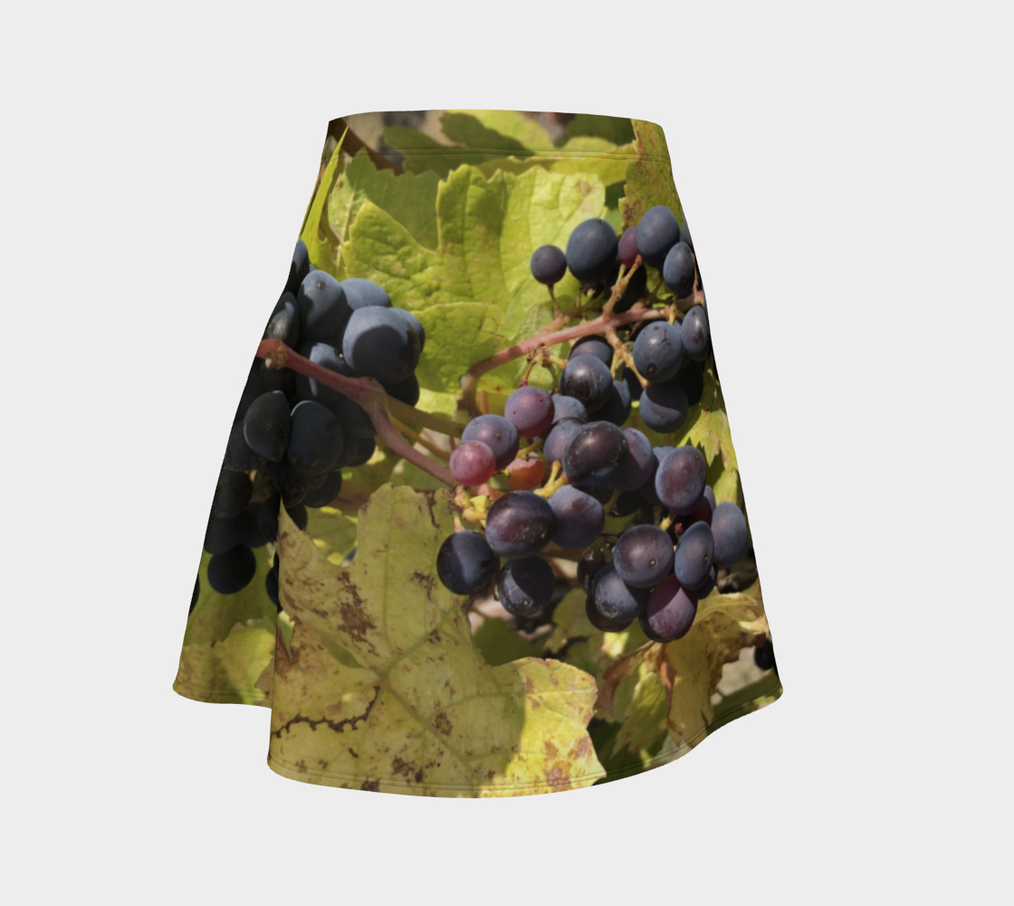 Flare Skirt for Women with: Fall Grapes Design, Front View