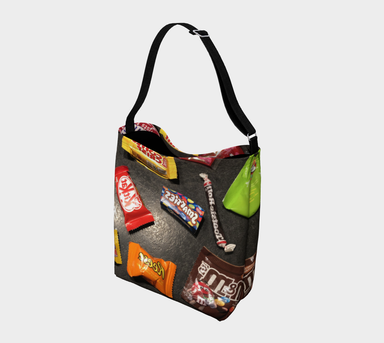 Day Tote with our Halloween Candy Design, Black, Back