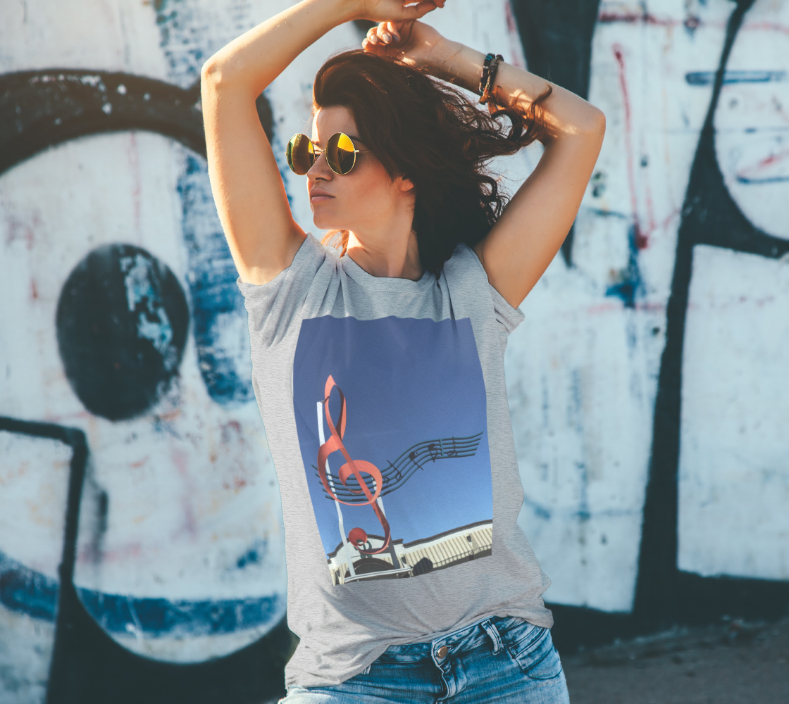 T-Shirt for Women and Men with Music Picture, Female Front
