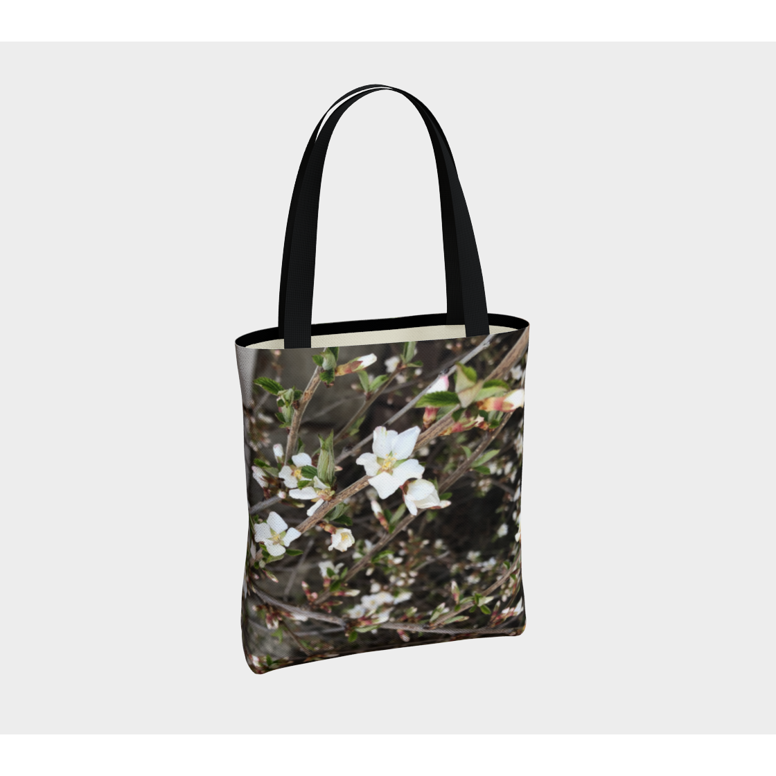 Tote Bag for Women with: Flowery Tree Design, Inside Peak