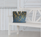 Market Tote Bag with: Geometric Design, Sitting on a bench