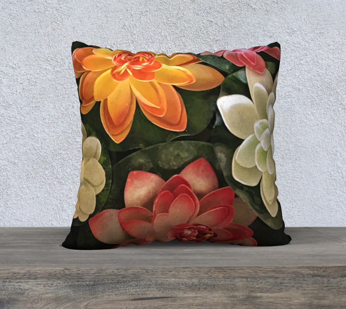 22x22 Pillow Case with our Flower Bowl Picture, Front