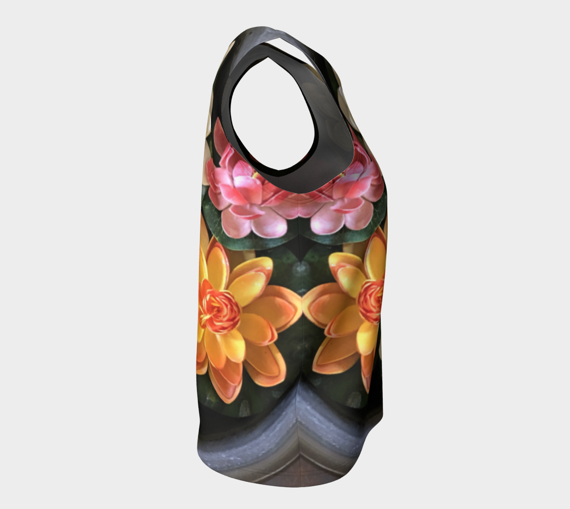 Loose Tank Top for women: Flower Bowl Design (Long), Right Side