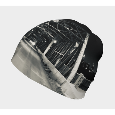 Beanie with our Bridge at Night Picture, Left Side