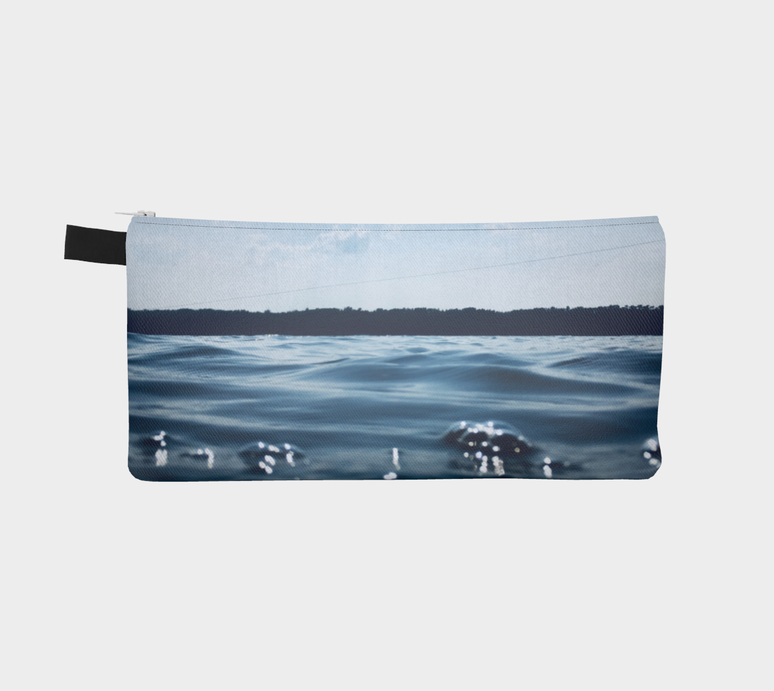 Pencil Case, Custom Designed Bag with our Blue Lake Picture, Back