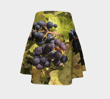 Flare Skirt for Women with: Fall Grapes Design, Back View