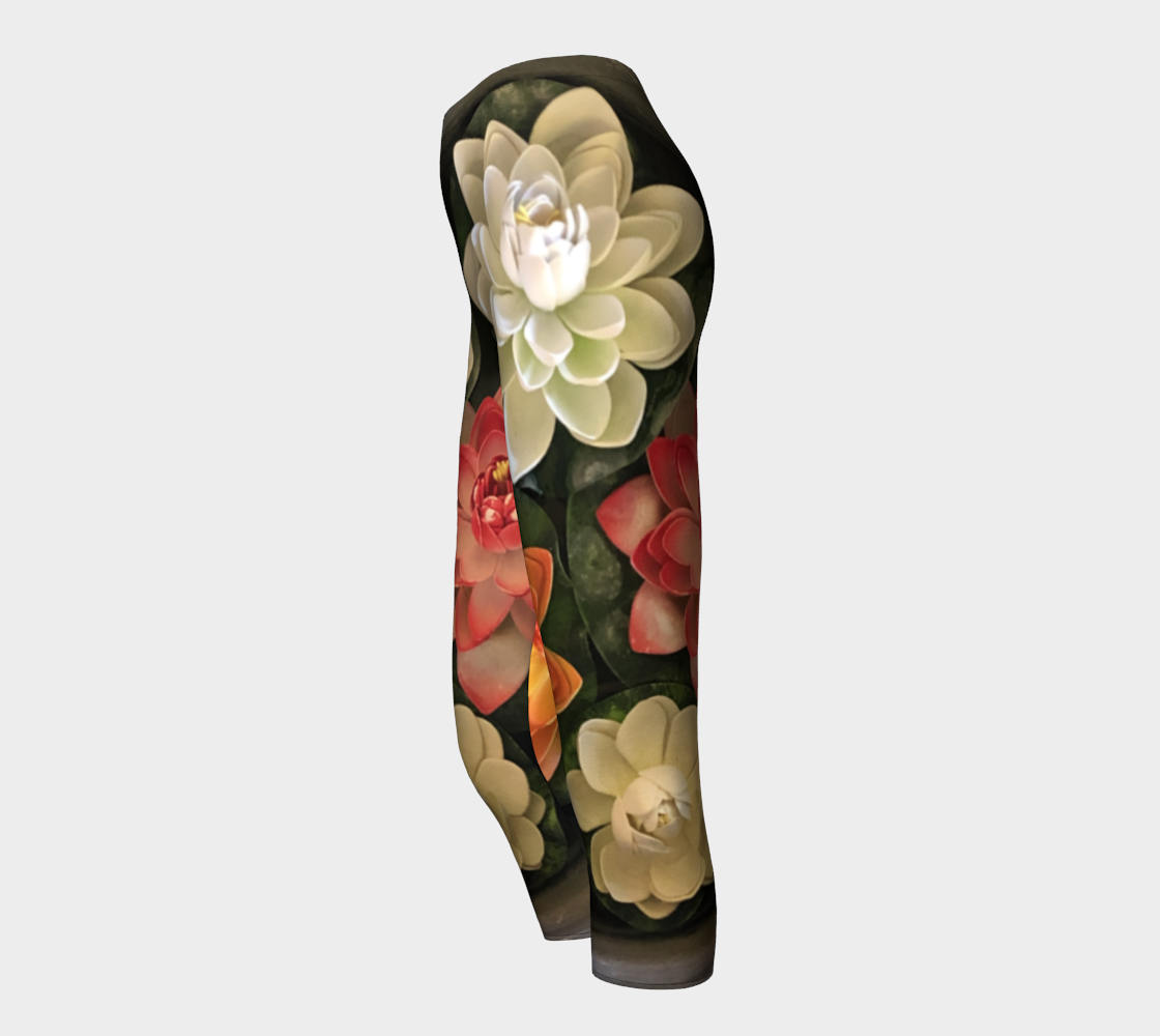 Capris for Women: Flower Bowl Design, Left Leg