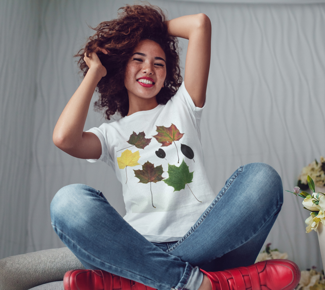 T-Shirt for Women with Fall Leaves Picture, Front Model 3