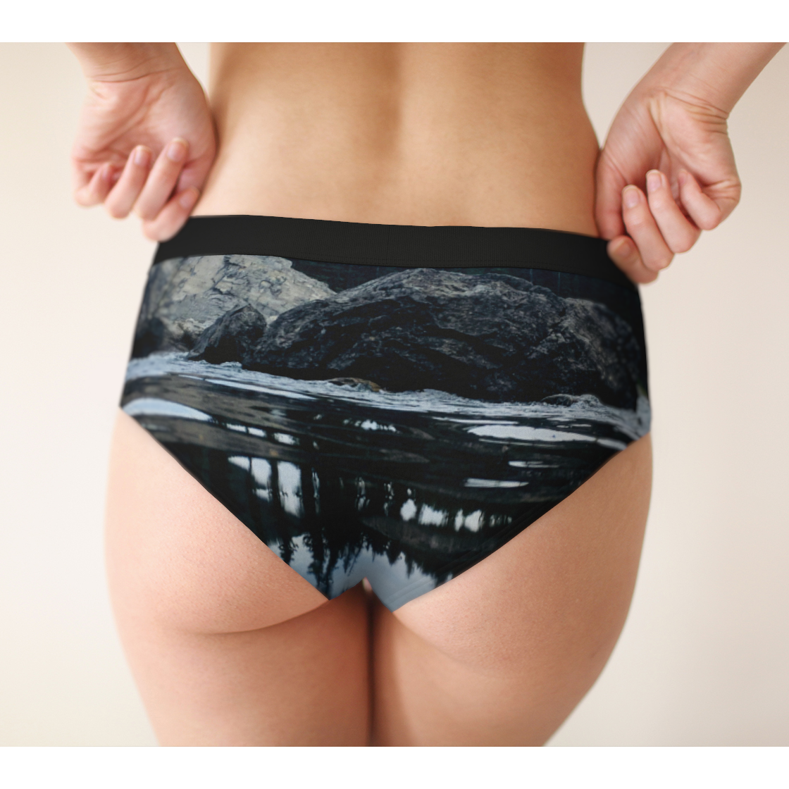 Cheeky Briefs, Women's Underwear, Flower/Lake Designs, Back