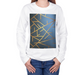 Long Sleeve Unisex Shirt with our Geometric Design, Female Model, Front