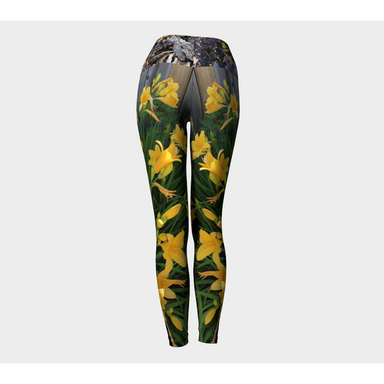 Yoga Leggings for Women with: Yellow Lily Design, Back